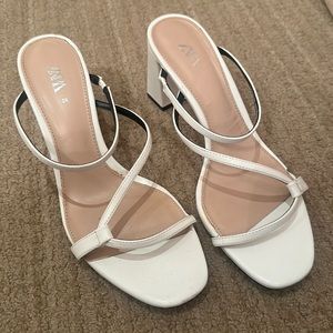 Zara White Heel Sandal